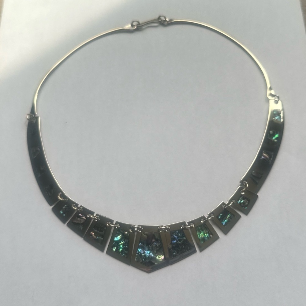 Vintage Abalone Taxco Mexican Alpaca Necklace (N140A)
